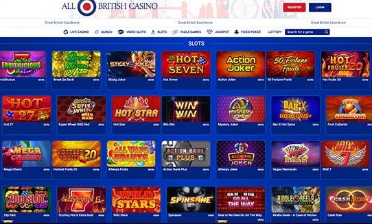 All British Casino Game Selection